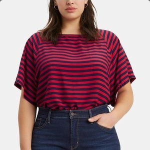•LEVI’S• Red/Navy Blue Striped Miranda Short Sleeve Top‎ Size 3X